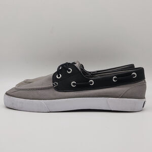 Polo Ralph Lauren Rylander Preppy Size 10.5 Boat Shoe Canvas Leather Grey Black